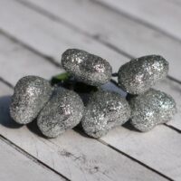 Сердечка серебряные в глиттере 6 шт