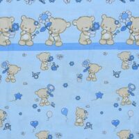Хлопковая ткань (бязь) 160см № К012г "Мишки с цветочком" голубой