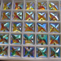 Стразы пришивные Квадрат 14*14мм Crystal AB, стекло