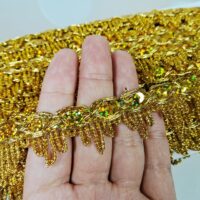 Тесьма Парча люрекс 2,5см золото з пайетою АВ 13-5657