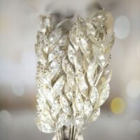 Декоративна гілка листя 68см, колір - перламутр кремовий з гліттером 839-724