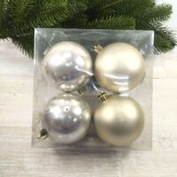 Набір ялинкових куль 8см, колір - шампань, 4шт: 2шт - матовий, 2шт - перламутр 147-338