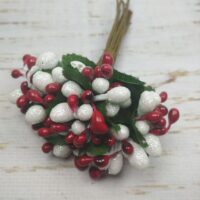 Добавка Тычинка двухцветная с блеском 11см красный 7516