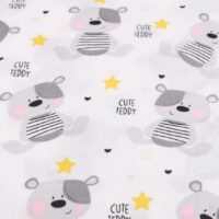 Хлопковая ткань (бязь) 160см №2448а Серые мишки и желтые звезды