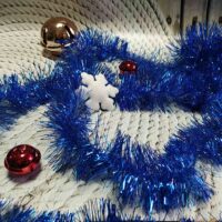 Мишура Дождик польский, 2,3м диаметр 7см синий D7CM