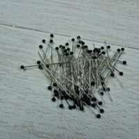 Шпилька кравецька 38мм чорна кулька 100шт 38мм скляна кулька