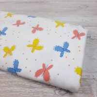 Ткань хлопок Турция 1,8м бабочки на белом (брак)