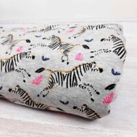 Ткань хлопок Турция 1м зебры на сером