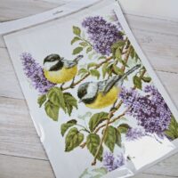 КІО 14-86 Синички в бузку 33*45см схема для вишивки нитками