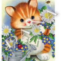 ДАНА-162 Котенок с ромашками, схема под бисер