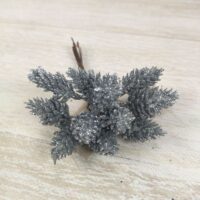 Декоративні міні-шишки 12шт в пучку, 12см, колір - срібло 839-235