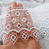 Мереживо макраме 8,5см Мілкі квіти біле ТS-12