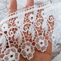 Мереживо макраме 8,5см Квітка на ніжці біле ТS-1