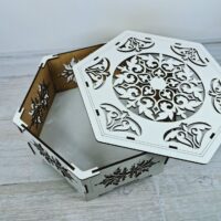 ПА-К-043-1 Шкатулка Резная белая 29*25,5*12см