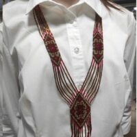 Гердан з бісеру "Ромб" коричневий з червоним 48х6см