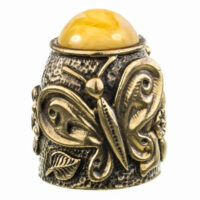 Наперсток из бронзы Бабочка и стрекоза с кабашоном №711