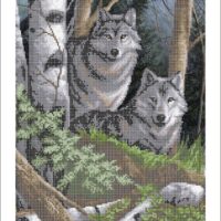 Золотая подкова ЗПТ-016 Волки в лесу, схема под бисер