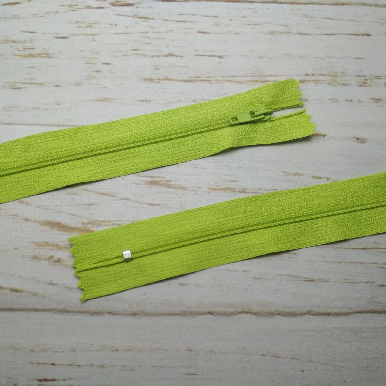 Молния брючная неразъемная, витая, Т3, 18см, нейлон, 3348 салатовый
