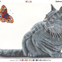 Фея Вышивки В-481 Бабочка и кот, схема под бисер