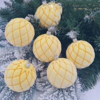 Набір ялинкових куль 8см Сітка Бархат СВІТЛО ЖОВТИЙ 6шт/уп, 680156