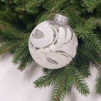 Набір ялинкових куль 8см (3шт/уп) ПРОЗОРА з білим розписом, 680211