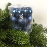 Набір ялинкових куль 4см, колір - північно-синій, 12шт: глянець, матовий, гліттер - по 4 шт 147-839