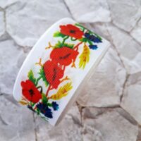 Репс 4см віночок з маками, волошками та колосками, на білому 2962