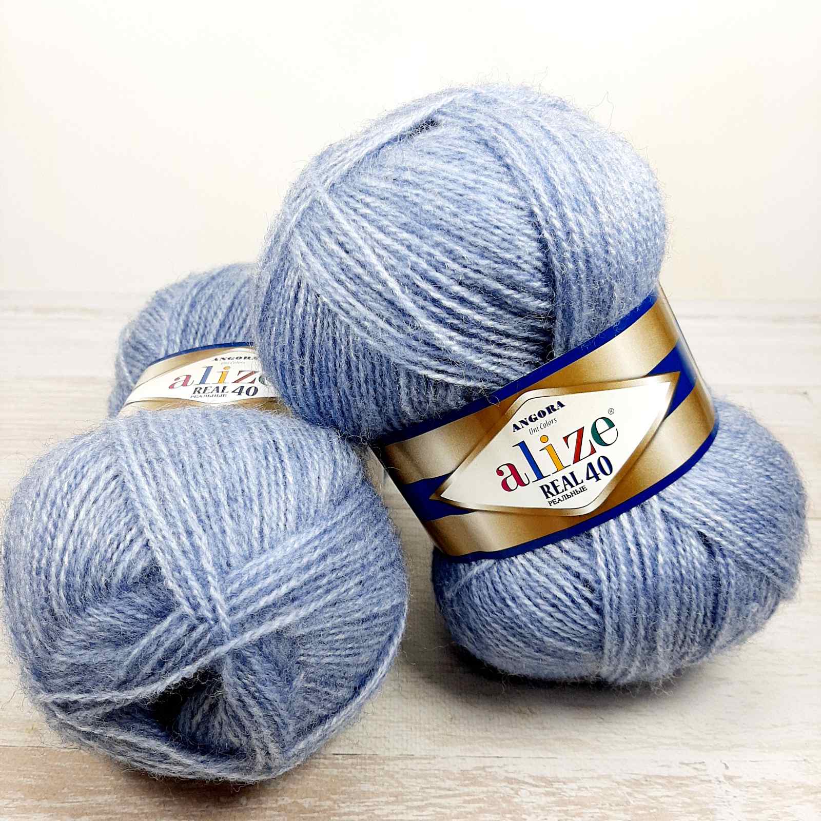 Алізе Ангора Реал 40 (Alize Angora Real) 100г/480м 221 світлий джинс