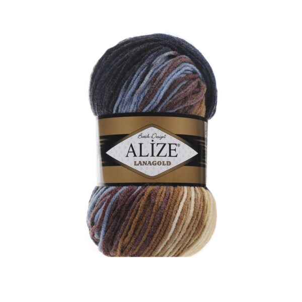 Алізе Ланаголд Батік Дизайн (Alize LanaGold Batik Design) 100г/240м 3017 чорно-бежево-джинсовий