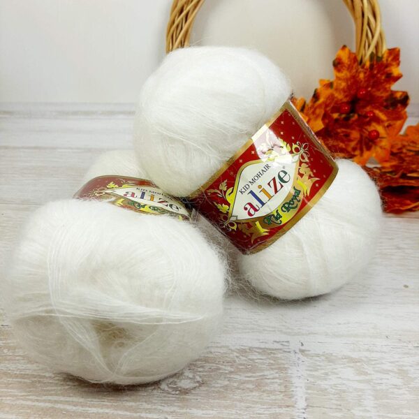 Алізе Кід Мохер (Alize Kiid Mohair) 50г/500м 055 білий