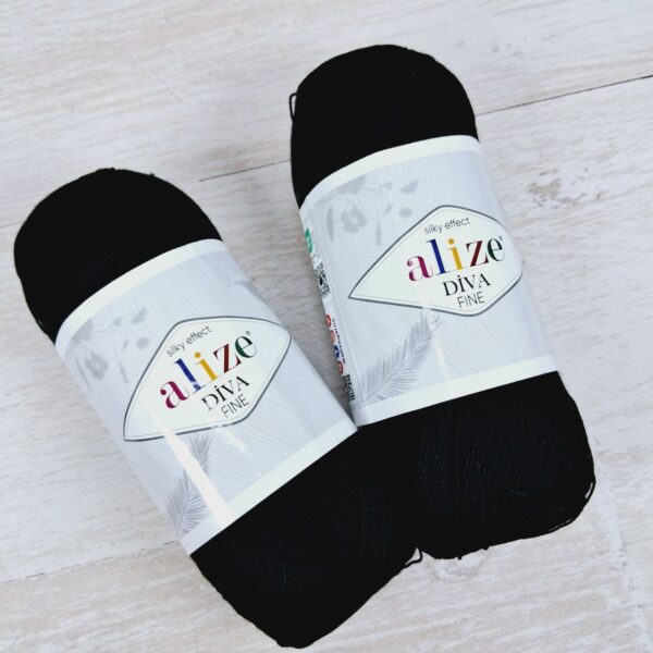 Алізе Діва Файн (Alize Diva Fine) 100г/600м 060 чорний