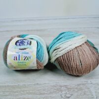 Алізе Бебі вулл Батік (Alize Baby Wool Batik) 50г/175м 6320 блакитно-коричневий