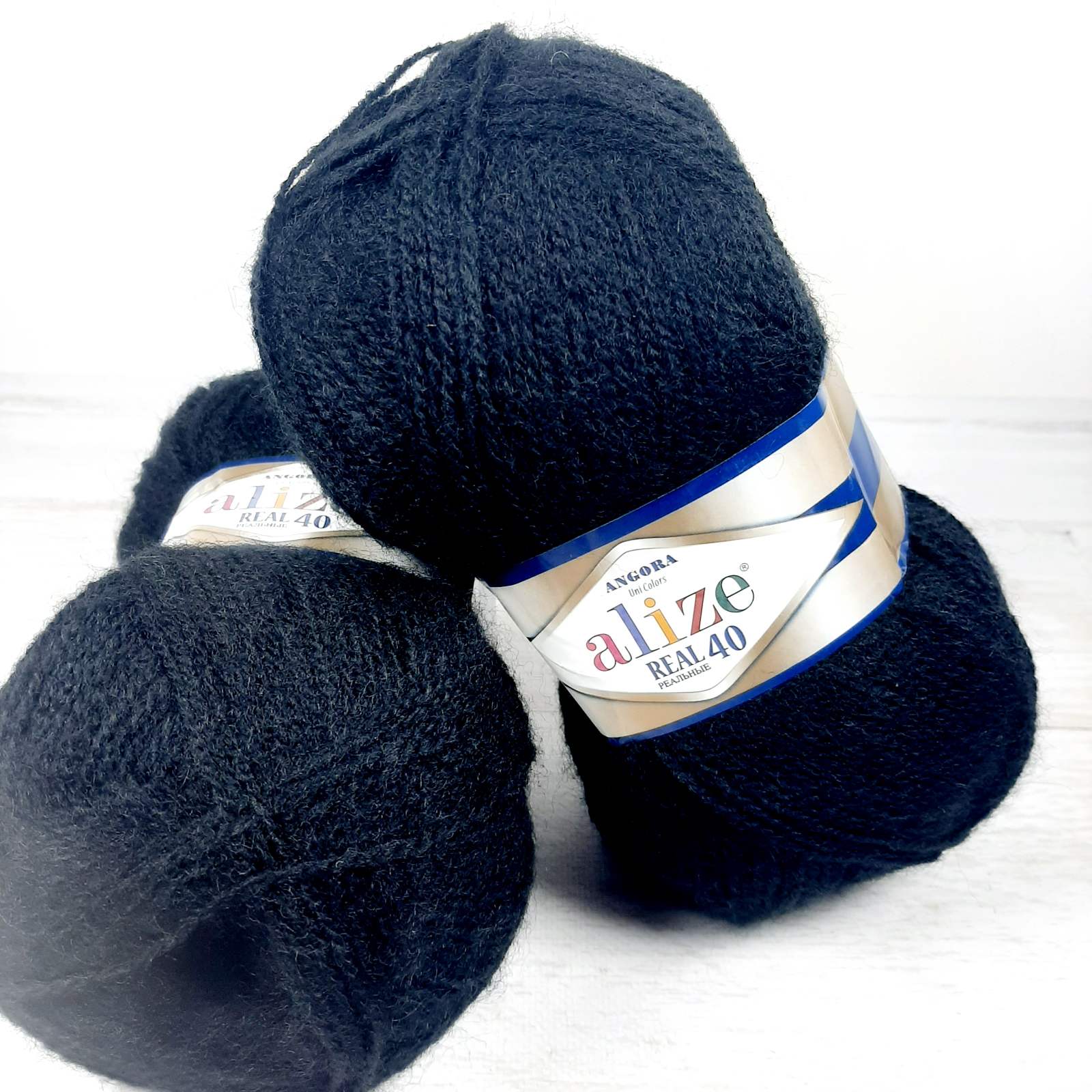 Алізе Ангора Реал 40 (Alize Angora Real) 100г/480м 060 чорний