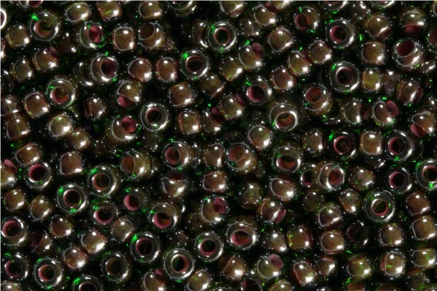 Бісер 51128 Preсiosa 10/0 темно-зелений з червоним 25г