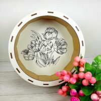 ПА-Ц-042-1 Коробка Тюльпаны белая без крышки 22,5*22,5*9см