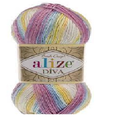 Алізе Діва батик (Alize Diva Batik) 100г/350м 6785 рожево-жовтий