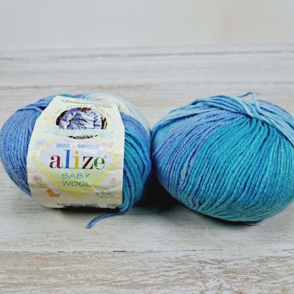 Алізе Бебі вулл Батік (Alize Baby Wool Batik) 50г/175м 3564 блакитний