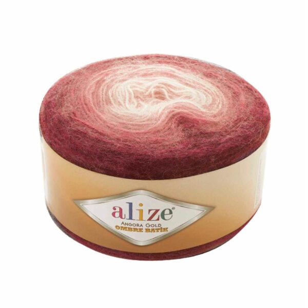 Алізе Ангора Голд Амбре Батік (Alize Angora Gold Ombre Batik) 150г/825м 7247 світло-бордовий