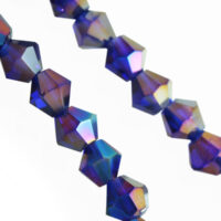 Бусины Стекло Гальваника Граненые Биконус 4*4мм Синий