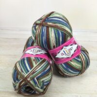 Алізе Супервош Комфорт Сокс 100 (Alize Superwash Comfort Socks) 100г/420м 7653 коричнево-блакитний