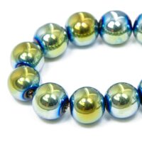 Бусины Стекло Гальваника Круглые 10мм Сине-зеленый