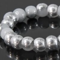 Бусины Стекло Гальваника Круглые 4*4.5мм Серебристый