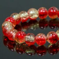 Бусины Стекло Кракле Двухцветные круглые 6мм Красно-желтый A65