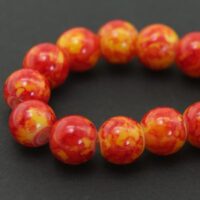 Бусины Стекло Окрашенные Мрамор Круглые 4мм Оранжевый 1