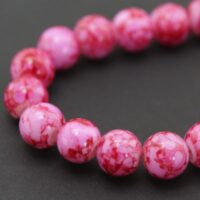 Бусины Стекло Окрашенные Мрамор Круглые 6мм Малиновый