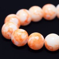 Бусины Стекло Окрашенные Мрамор Круглые 8мм Оранжевый