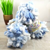 Алізе Пуффі Файн (Alize Puffy Fine Color) 100г/14м 5865 синьо-біла