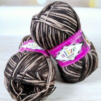 Алізе Супервош Комфорт Сокс 100 (Alize Superwash Comfort Socks) 100г/420м 7678 чорно-коричневий