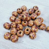 Намистини Дерев'яні Круглі Принт Коричневий 16мм 50г
