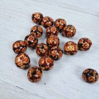 Намистини Дерев'яні Круглі Принт Темно-коричневий 16мм 50г